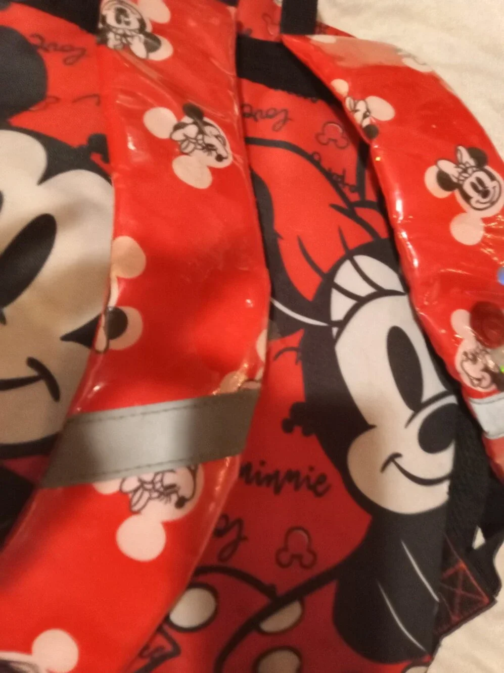 SUPER CUTE Disney Mickey and Minnie Mouse Red and Black Polka Dot Backpack